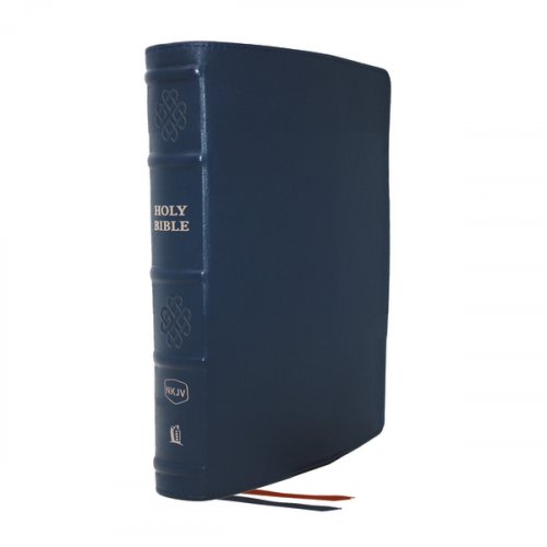 NKJV, Single-Column Reference Bible, Genuine Leather, Blue, Comfort Print