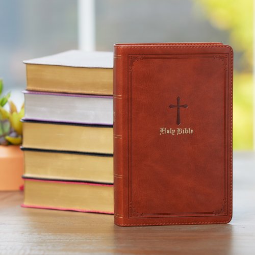 KJV Holy Bible: Large Print Single-Column with 43,000 End-of-Verse Cross References, Brown Leathersoft, Personal Size, Red Letter, Comfort Print: King James Version