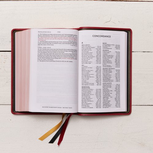 KJV Holy Bible: Large Print Single-Column with 43,000 End-of-Verse Cross References, Red Goatskin Leather, Premier Collection, Personal Size, Red Letter: King James Version