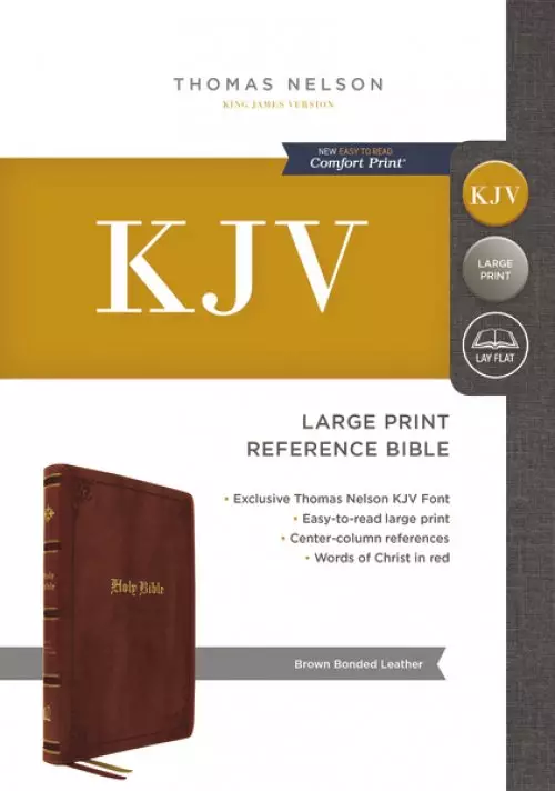 KJV Holy Bible: Large Print with 53,000 Center-Column Cross References, Brown Bonded Leather, Red Letter, Comfort Print: King James Version