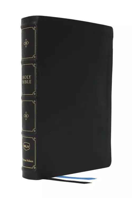 NKJV, Large Print Thinline Reference Bible, Blue Letter, Maclaren Series, Leathersoft, Black, Comfort Print