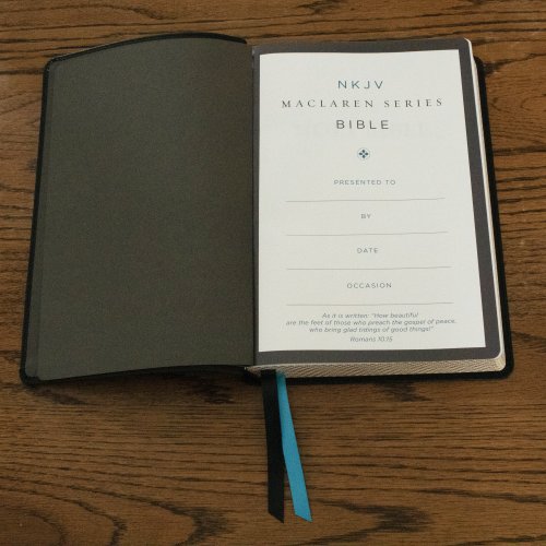 NKJV, Large Print Thinline Reference Bible, Blue Letter, Maclaren Series, Leathersoft, Brown, Comfort Print