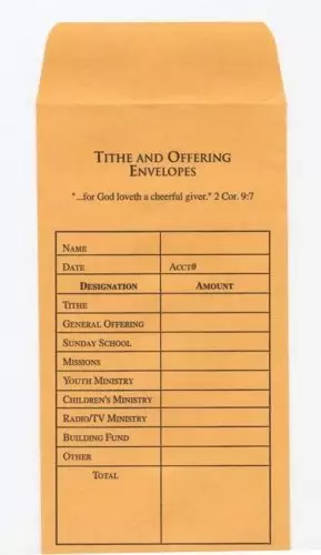 Tithe and Offering Envelope (Bill-Sized)