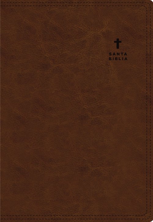 RVR60, Santa Biblia, Serie 50, Letra grande, Tamaño manual, Leathersoft, Café, Comfort Print