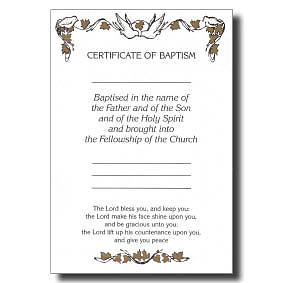 Doves Baptism Certificate - Pack of 10