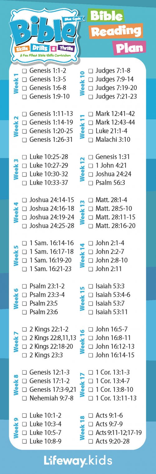 Bible Skills Drills and Thrills: Blue Cycle - Bible Reading Plan Bookmark (Package of 25)