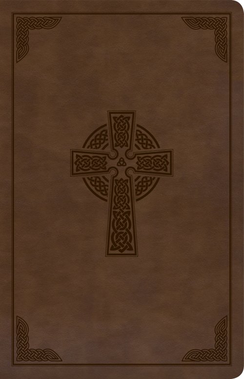 CSB Large Print Personal Size Reference Bible, Brown Celtic Cross LeatherTouch