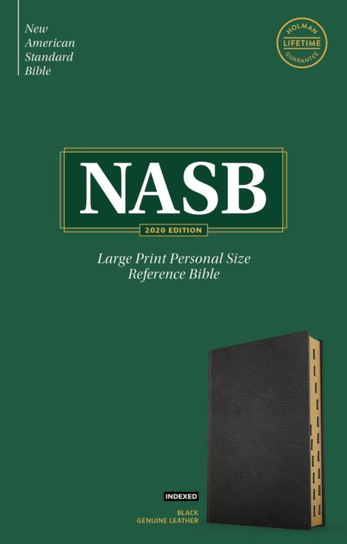 NASB Large Print Personal Size Reference Bible, Black Genuine Leather, Indexed