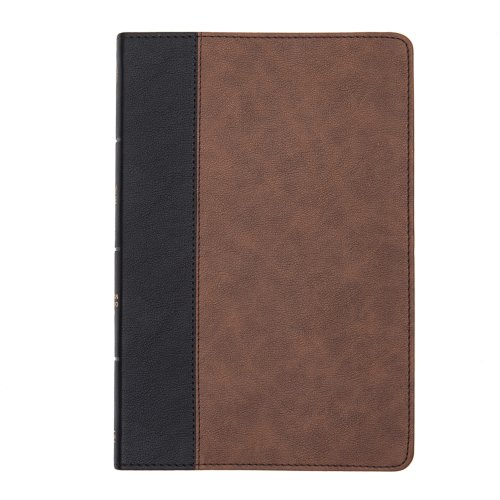 CSB Large Print Thinline Bible, Black/Brown LeatherTouch