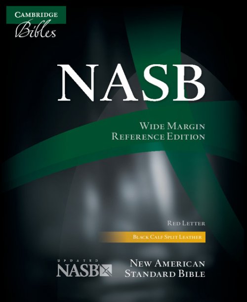 NASB Wide Margin referenceBible, Black Calfsplit Leather, Red Letter Text