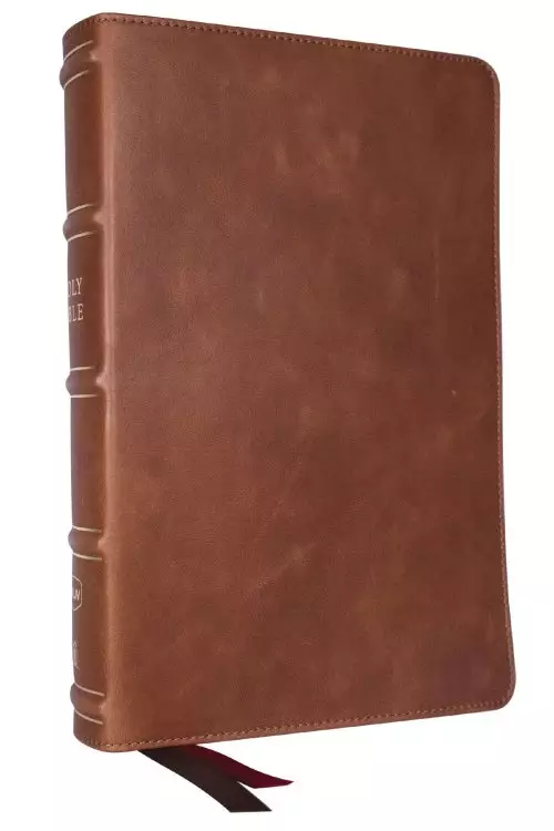 NKJV, Single-Column Reference Bible, Verse-by-verse, Brown Genuine Leather, Red Letter, Comfort Print