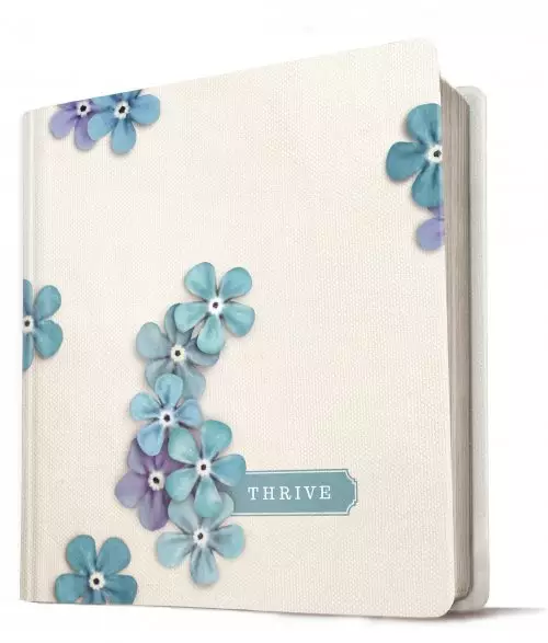 NLT THRIVE Creative Journaling Devotional Bible, Hardcover, Blue Flowers, Wide Margin, Presentation Page