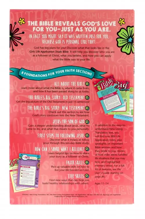 NLT Girls Life Application Study Bible, Pink, Paperback