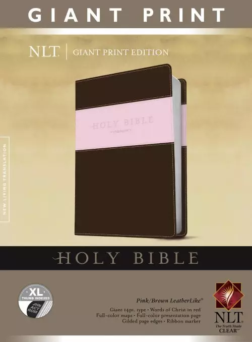 NLT Holy Bible Giant Print Pink Brown Imitation Leather