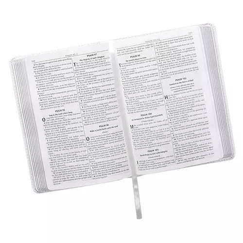 KJV Compact, Bible, White, Imitation Leather, Gift, Red Letter, Thematic Scripture Verse Finder, Reading Plan, Maps