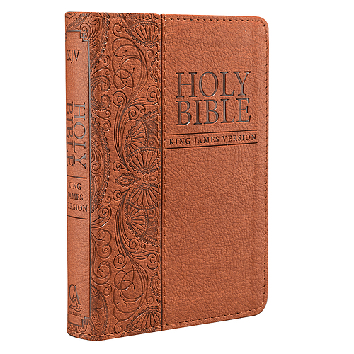 KJV Bible Mini Pocket Faux Leather, Toffee Brown