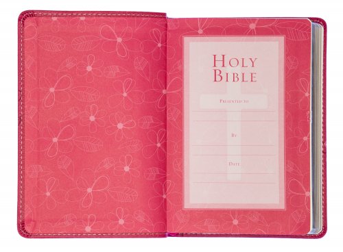 KJV Pocket Bible, Pink, Imitation Leather, Gift, Ribbon Marker, Lay-Flat Spine, Gilt Edges, Scripture Verse Finder, One Year Reading Plan