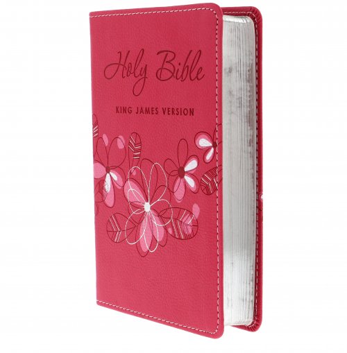 KJV Pocket Bible, Pink, Imitation Leather, Gift, Ribbon Marker, Lay-Flat Spine, Gilt Edges, Scripture Verse Finder, One Year Reading Plan