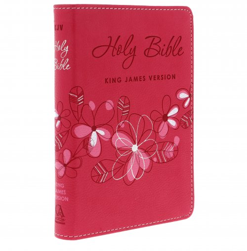 KJV Pocket Bible, Pink, Imitation Leather, Gift, Ribbon Marker, Lay-Flat Spine, Gilt Edges, Scripture Verse Finder, One Year Reading Plan