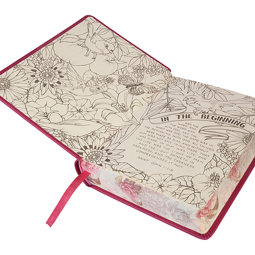 KJV My Creative Journaling Bible, Pink, Imitation Leather, Wide Margin, Illustrated, Colouring, Ribbon Marker