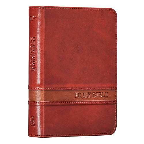 KJV Compact Large Print Imitation Leather Brown, Ribbon Marker, Words of Christ in Red, Maps