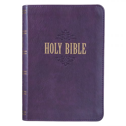 KJV Compact Large Print Bible, Purple, Lux-Leather, Words of Christ in Red, Concordance, Unique Scripture Verse Finder, Bible Reading, Full-Color Maps, Presentation Page