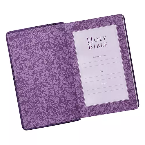 Two-tone Purple Floral Faux Leather Giant Print Standard-size King James Version Bible