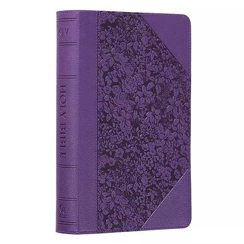 Two-tone Purple Floral Faux Leather Giant Print Standard-size King James Version Bible