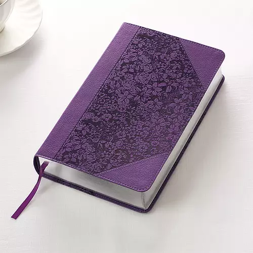 Two-tone Purple Floral Faux Leather Giant Print Standard-size King James Version Bible