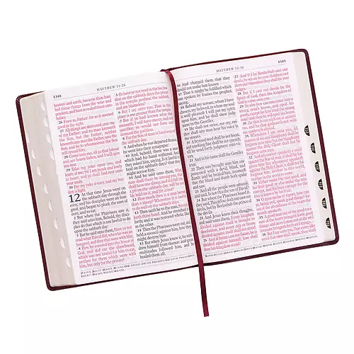 KJV Super Giant Print, Bible, Burgundy, Imitation Leather, Cross-References, Maps, Concordance, Thematic Scripture Finder, Ribbon Marker, Gilt Edge