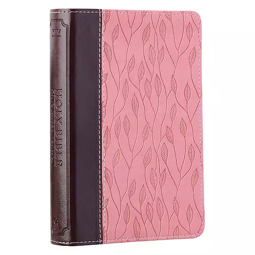 Burgundy and Pink Faux Leather Compact King James Version Bible