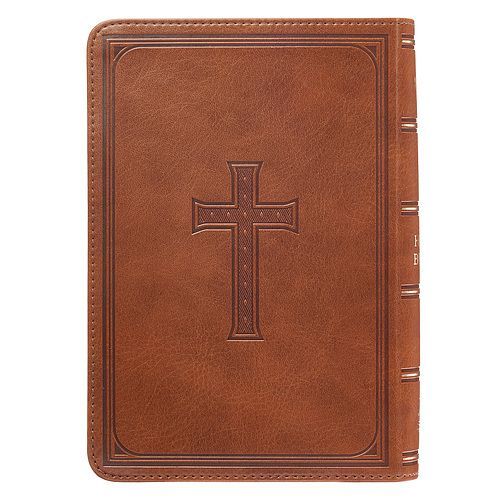 KJV Compact Large Print Imitation Leather Tan Words of Christ in Red