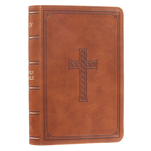 KJV Compact Large Print Imitation Leather Tan Words of Christ in Red