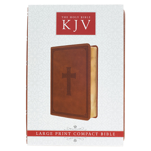 KJV Compact Large Print Imitation Leather Tan Words of Christ in Red