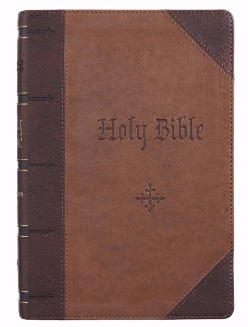 KJV Bible Giant Print Full-size Faux Leather, Brown Two-tone