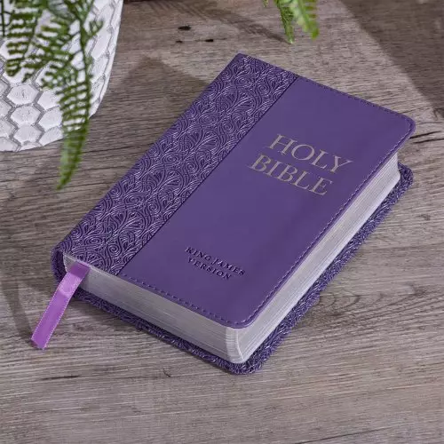 KJV Bible Mini Pocket Faux Leather, Purple