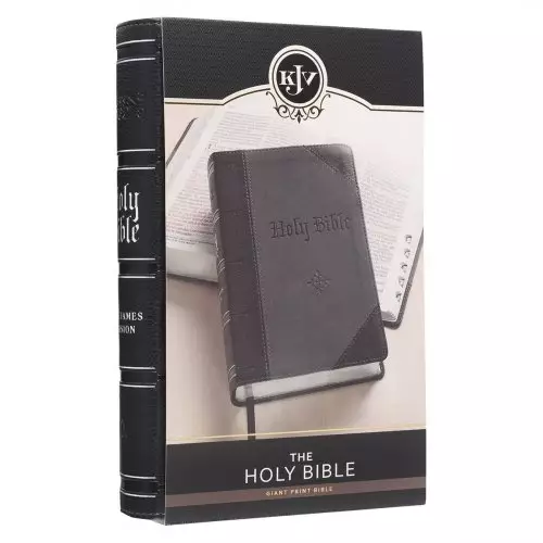 KJV Giant Print Bible, Imitation Leather, Black, Thumb Index, Red Letter, Maps, Reading Plan, Verse Finder, Gilt Edge, Ribbon Markers, Presentation Page