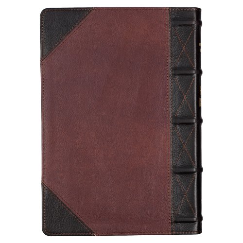 KJV Bible Giant Print Full-size Full-grain Leather, Espresso/Saddle Tan