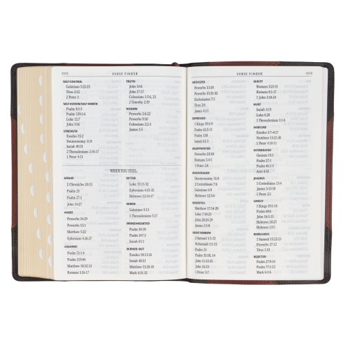 KJV Bible Giant Print Full-size Full-grain Leather, Espresso/Saddle Tan