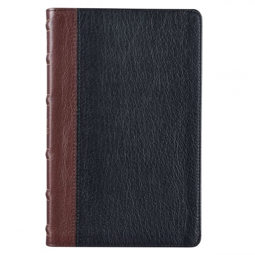 KJV Bible Deluxe Gift Full-grain Leather, Black/Saddle Tan