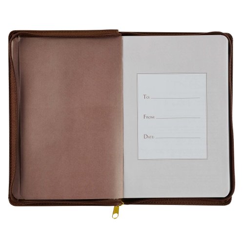 In Quietness and Trust Brown Zippered Faux Leather Daily Devotional