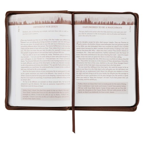 In Quietness and Trust Brown Zippered Faux Leather Daily Devotional