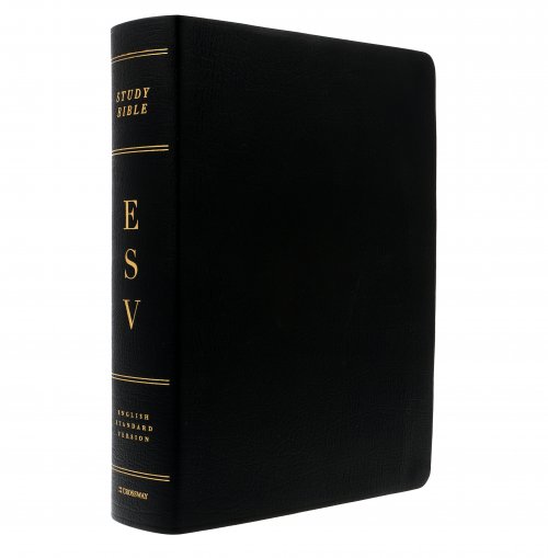 ESV Study Bible, Black, Genuine Leather, 20,000 Study Notes, Cross-Reference, Maps, Illustrated Articles, Gilt Edges, Ribbon Marker