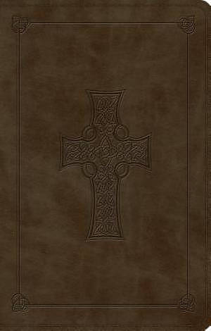 ESV Large Print Value Thinline Bible (TruTone, Olive, Celtic Cross Design)