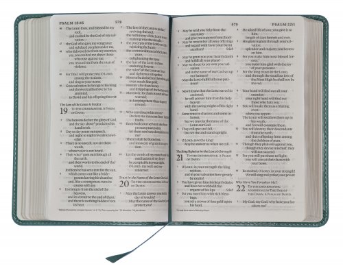 ESV Large Print Compact Bible, Teal, Imitation Leather, Gilt-Edged, Double-Column, Words Of Christ In Red, Ribbon Marker, Concordance, Bouquet Design, Smyth-Sewn Binding