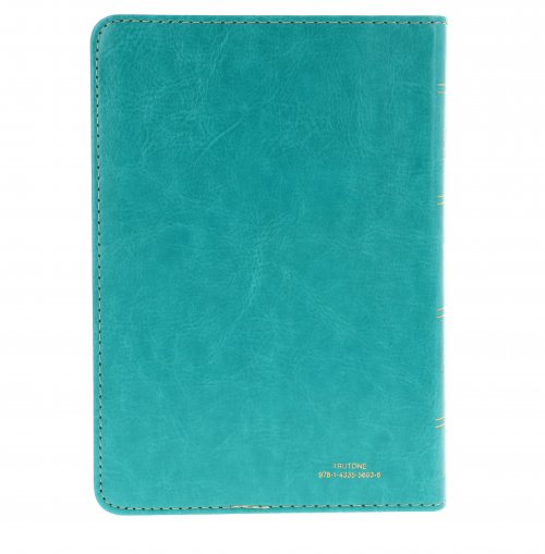 ESV Large Print Compact Bible, Teal, Imitation Leather, Gilt-Edged, Double-Column, Words Of Christ In Red, Ribbon Marker, Concordance, Bouquet Design, Smyth-Sewn Binding