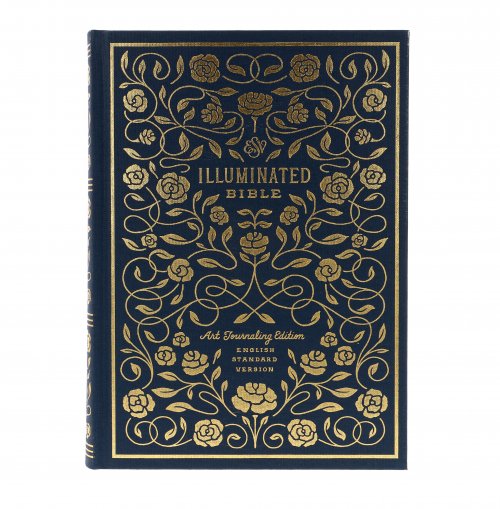 ESV Illuminated Journaling Bible, Blue, Hardback,  Wide Margins, Page-Verse Illustrations, Book Opener Illustrations, Hand Lettered Margin Verses