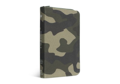 ESV Compact Bible, Camo, Canvas, Zip, Ribbon Marker