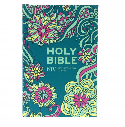 NIV Pocket Bible, Teal, Hardback, Bible Guide, Help & Guidance, Reading Guide, Floral Design