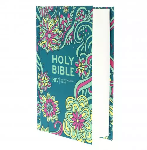 NIV Pocket Bible, Teal, Hardback, Bible Guide, Help & Guidance, Reading Guide, Floral Design